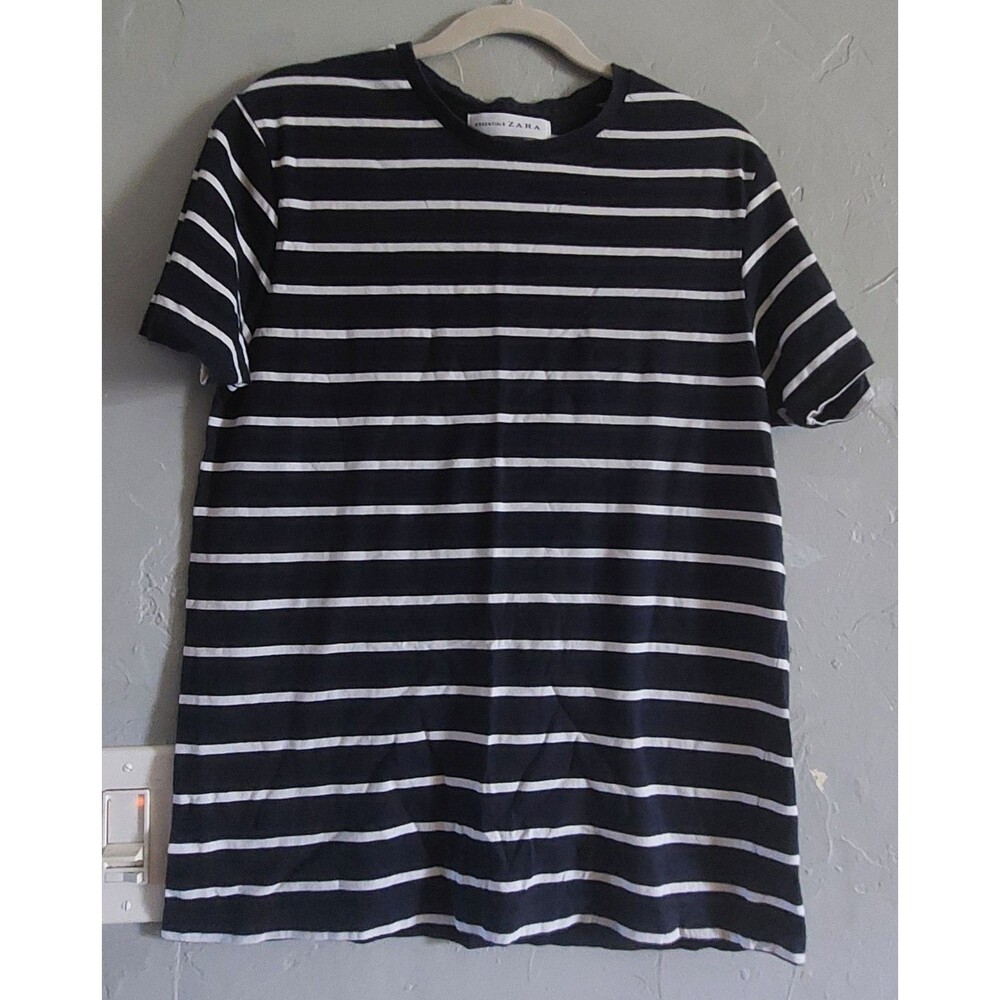 Zara Essentials  Relaxed Fit Striped Pullover Women's M,Spandex, 17.5 Inch Of...